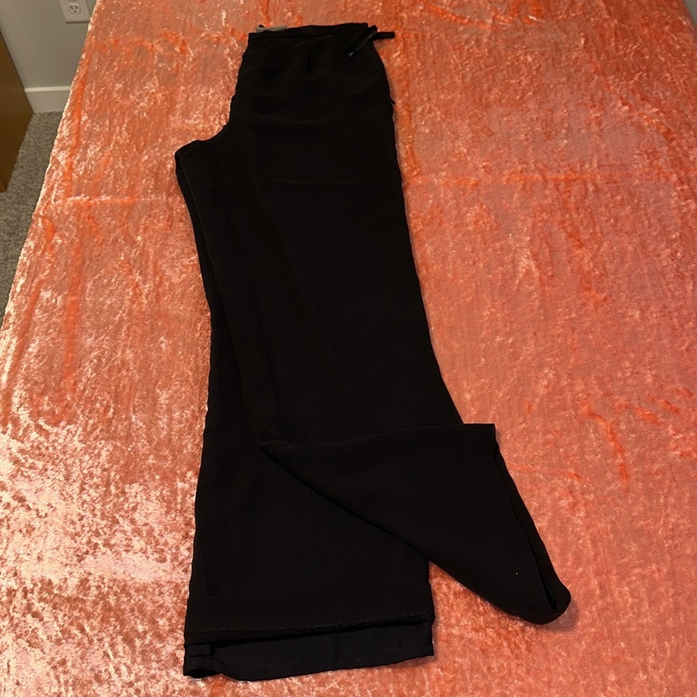 NWOT Valerie long light black pants 100% silk Crepe de Chine fully lined size S - Picture 4 of 14